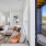 a living room with a balcony